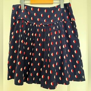 MADEWELL A Line 100% Silk Blue and red Print Skirt size 4